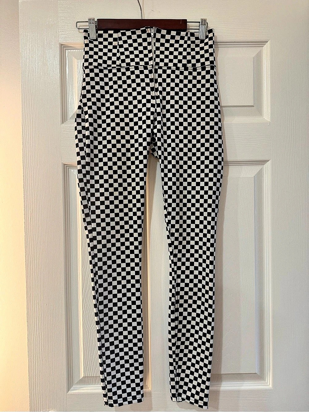 FREDDY WR.UP Checkered Shaping Pants Checkered Skinny Pants Black & White US 4